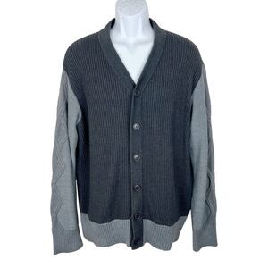 A|X Armani Exchange Sweater Men Extra Large Grey Cardigan Button Up Wool Blend